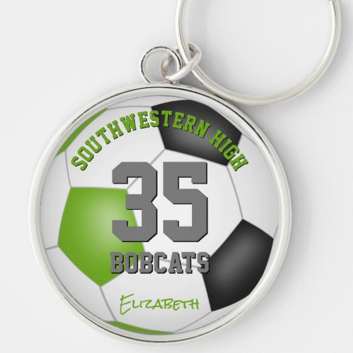 lime black girls sports soccer jersey number keychain