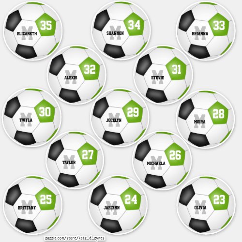 lime black individual soccer players sticker