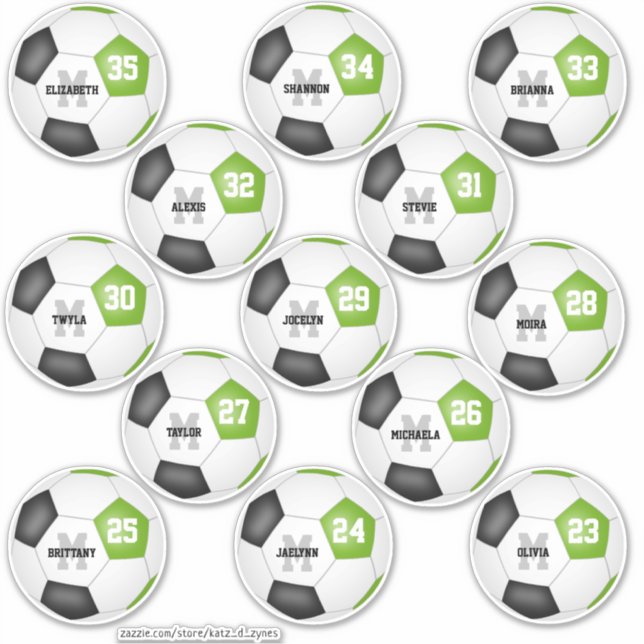 lime black individual soccer players sticker (Front)