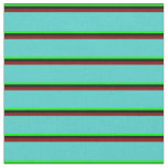 [ Thumbnail: Lime, Black, Maroon, and Turquoise Stripes Fabric ]