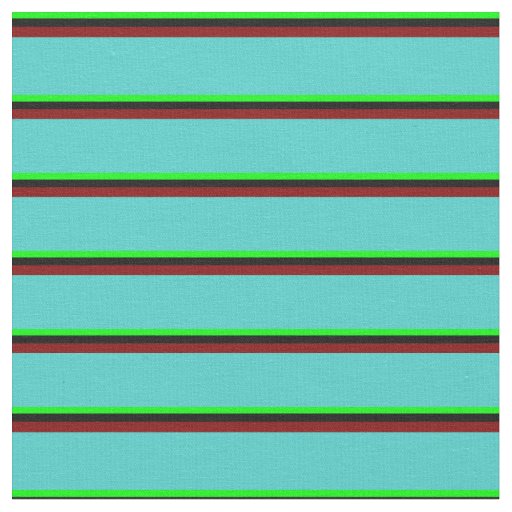 Lime, Black, Maroon, and Turquoise Stripes Fabric