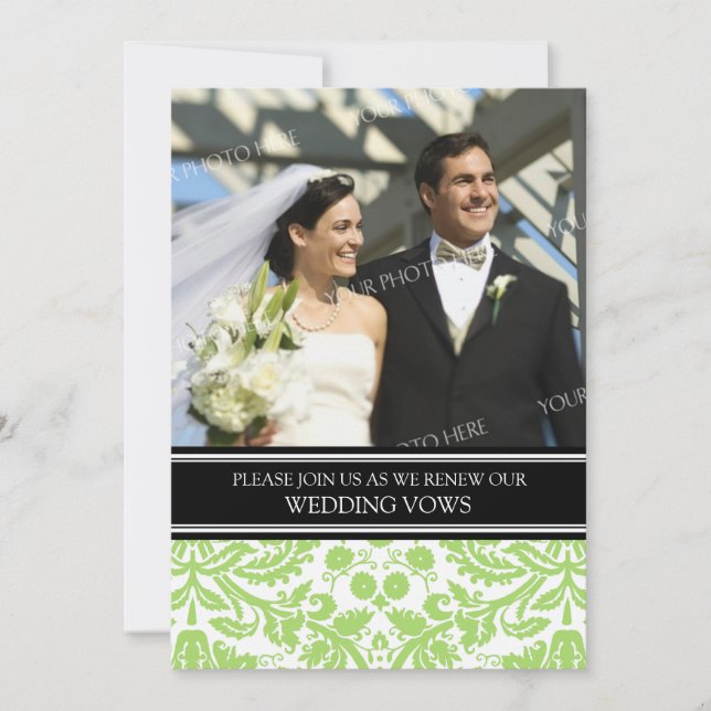 Lime Black Photo Wedding Vow Renewal Invitation (Front)