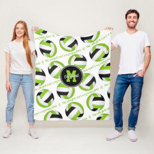 lime black The volleyball court is my happy place Fleece Blanket