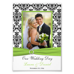 Lime, Black, White Damask Wedding Photo Print