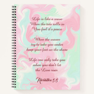 Lime Blend Marble Journal.. Life is Like a Wave Notebook