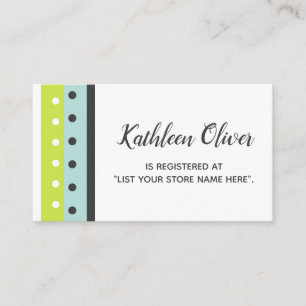 Lime, Blue and Dark Gray Gift Registry Insert Card