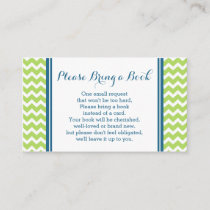 Lime Blue Chevron Baby Shower Book Request Card