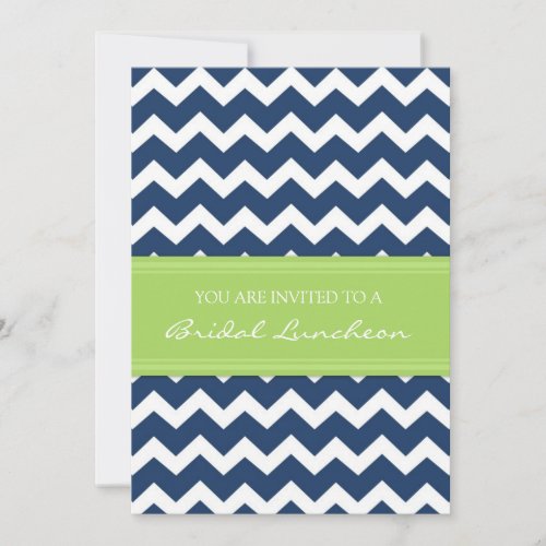 Lime Blue Chevron Bridal Lunch Invitation Cards