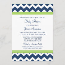 Lime Blue Chevron Custom Baby Shower Invitations