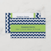 Lime Blue Chevron Retro Mom Calling Cards (Front/Back)