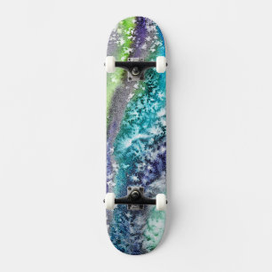 Lime Blue Ice Abstract Skateboard