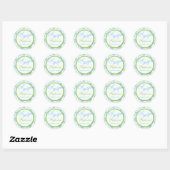 Lime, Blue, White Floral 1.5" Round Bat Mitzvah Classic Round Sticker (Sheet)