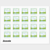 Lime, Blue, White Floral 1.5" Sq. Thank You Square Sticker (Sheet)