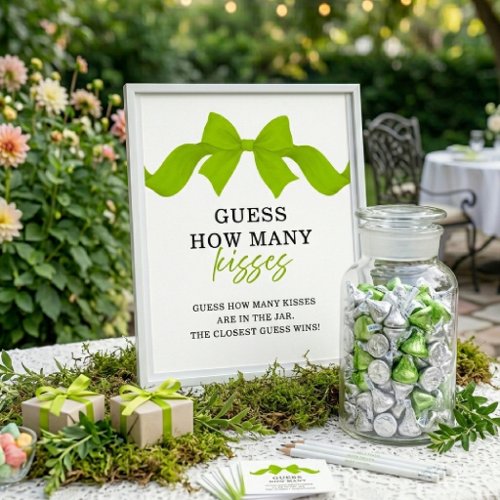 Lime Bow Guess How Many Kisses Bridal Shower Sign