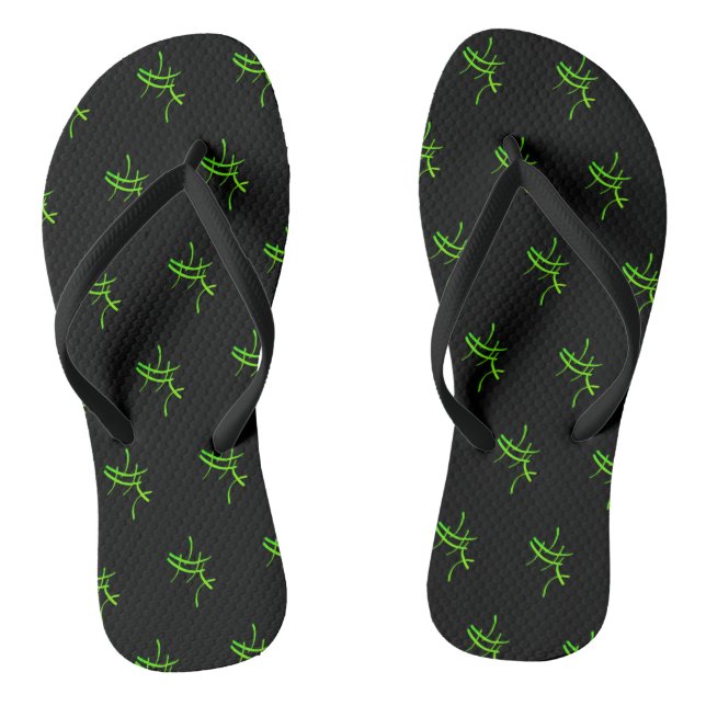 Lime Bright Green Abstract Art Pattern Flip Flops (Footbed)