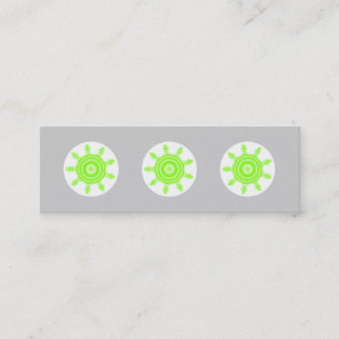 Lime Burst Fractal. Green, gray and white. Mini Business Card