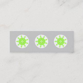 Lime Burst Fractal. Green, gray and white. Mini Business Card