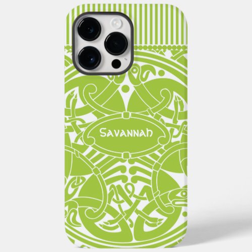 Lime Celtic Bird Circle Personalized iPhone Case_Mate iPhone 14 Pro Max Case