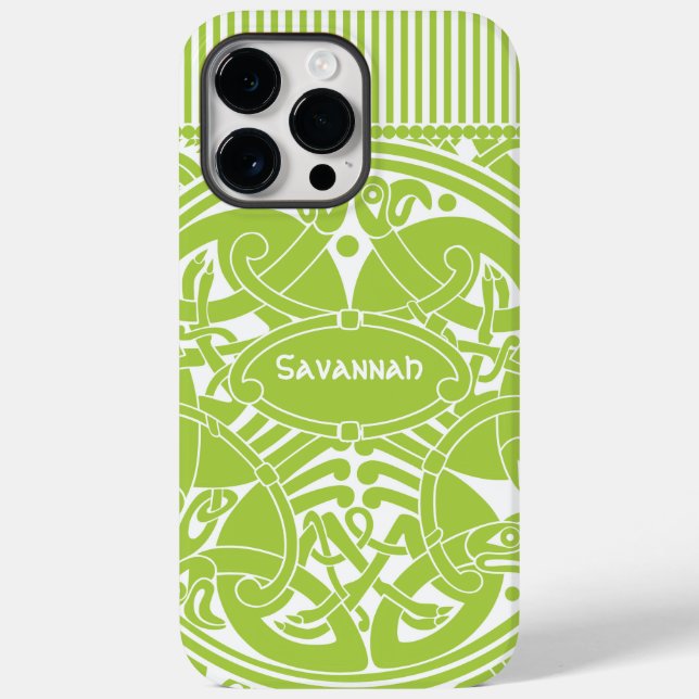 Lime Celtic Bird Circle Personalized iPhone Case-Mate iPhone Case (Back)