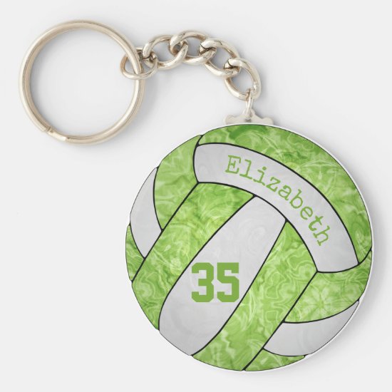 lime chartreuse artsy volleyball keychain w name