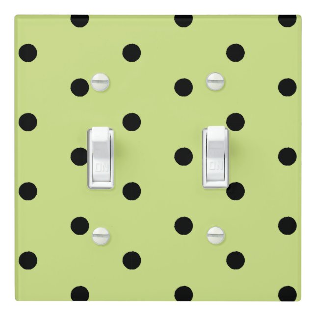 Lime Chartreuse Whimsical Black Polka Dot Light Sw Switch Cover (In Situ)
