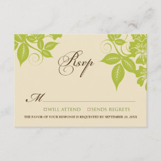 Lime/Chocolate Modern Floral RSVP Card