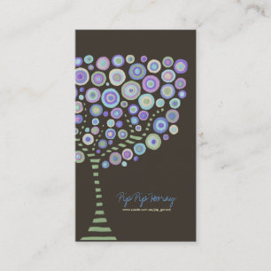 Lime Chocolate Purple Retro Tree Business Card