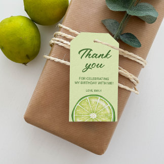 Lime Citrus Fruit Custom Birthday Thank You Gift Tags
