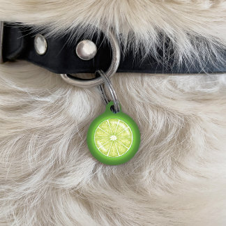 Lime Citrus Fruit Slice With Pet's Custom Info Pet ID Tag