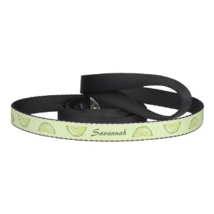 Lime Citrus Fruit Slices With Custom Pet Name Leash