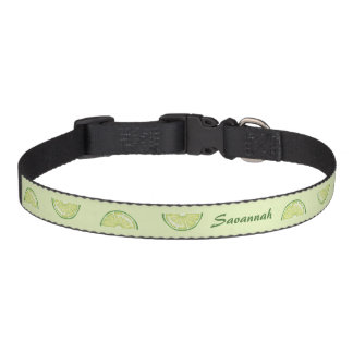Lime Citrus Fruit Slices With Custom Pet Name Pet Collar