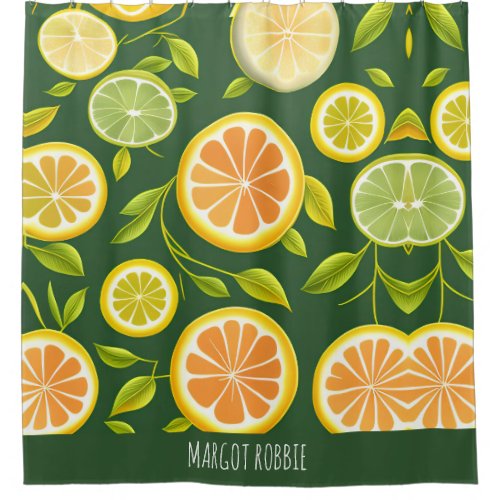 Lime Citrus Green Watercolor Pattern Shower Curtain
