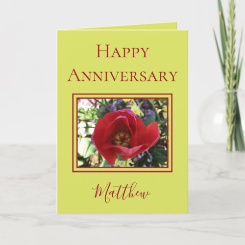 Lime Color Husband Happy Anniversary Rose Card