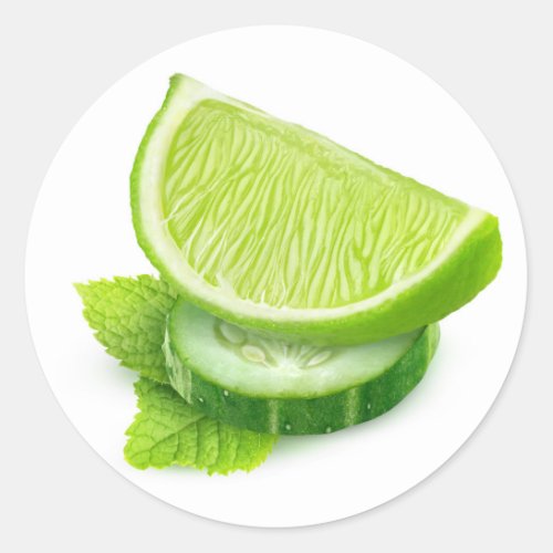 Lime cucumber and mint classic round sticker