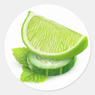 Lime, cucumber and mint classic round sticker