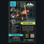 Lime & Cyan Special Offer Marketing with Logo Flyer<br><div class="desc">Marketing flyer for your small business, like a gym or for a personal trainer, with a black background and bright lime and cyan as accent colors. Add photos to showcase what you can offer your clients and customers, four on one side and a large photo on the back. Add your...</div>