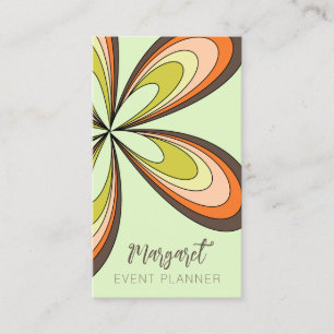 Lime Daisy Event Planner Groovy 70s Hippie Flower Business Card