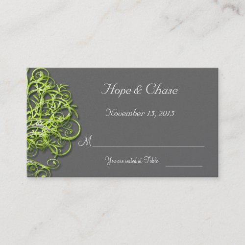 Lime Damask Love Tree Wedding  Place Cards Business Card Templates