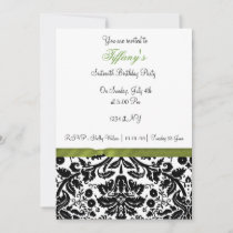 lime damask Sweet Sixteen party Invitation