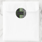 lime damask Wedding Monogram stickers (Bag)