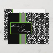 lime  damask  Wedding rsvp card (Front/Back)