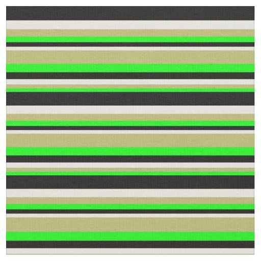 Lime, Dark Khaki, Beige, and Black Lined Pattern Fabric