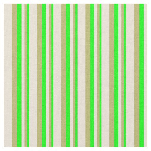 Lime, Dark Khaki & Bisque Lined Pattern Fabric