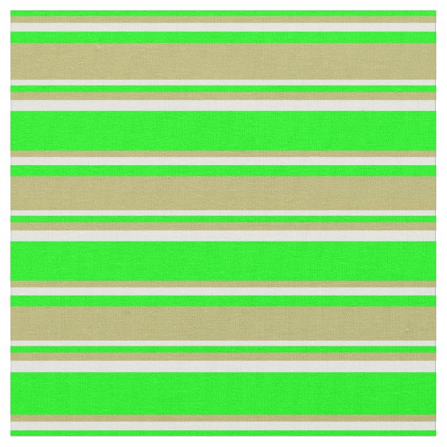 Lime, Dark Khaki & Mint Cream Lines Fabric (Close Up)