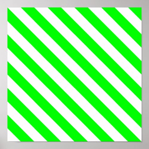 Lime Diagonal Stripes Poster
