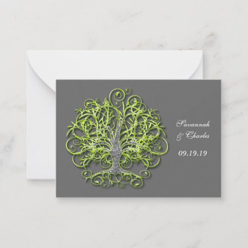 Lime Elegant Rustic Luxe Wedding Tree Advice Card