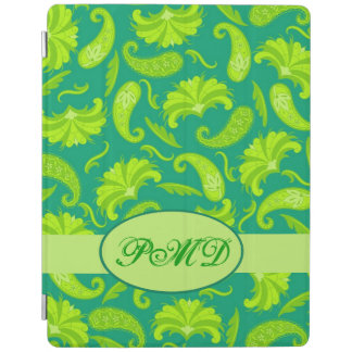 Lime Emerald Green Art Deco Paisley Monogram iPad Smart Cover