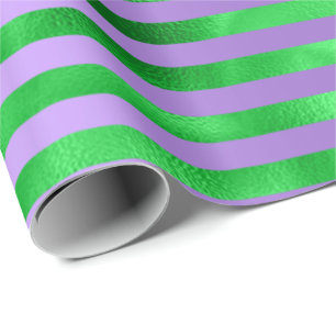 Lime Emerald Green Stripes Lines Purple Violet Wrapping Paper
