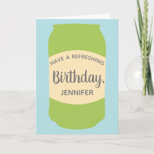 Lime Flavored Selzer Can Personalized Birthday Card