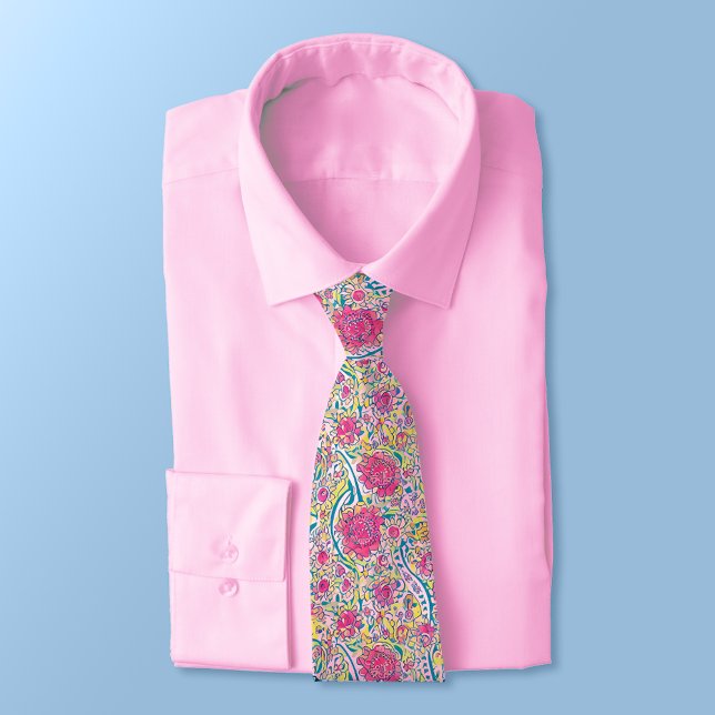 Lime Floral Arabic Pattern Neck Tie (Creator Uploaded)
